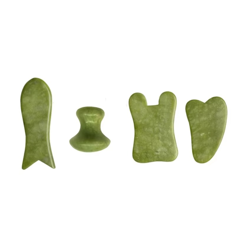 Ensemble de Planches Gua Sha en Jade Vert Naturel
