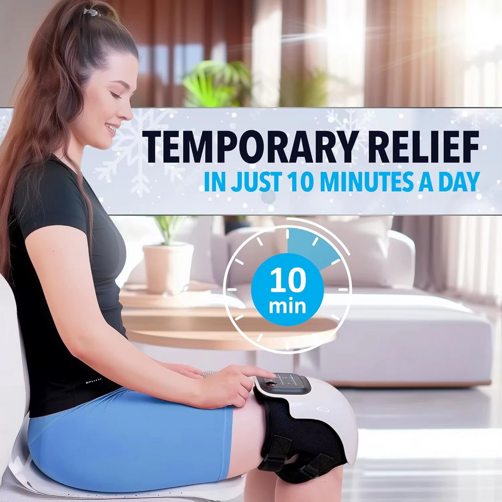 Masseur de Genou Sans Fil avec Écran LED, Chaleur Infrarouge et Vibrations