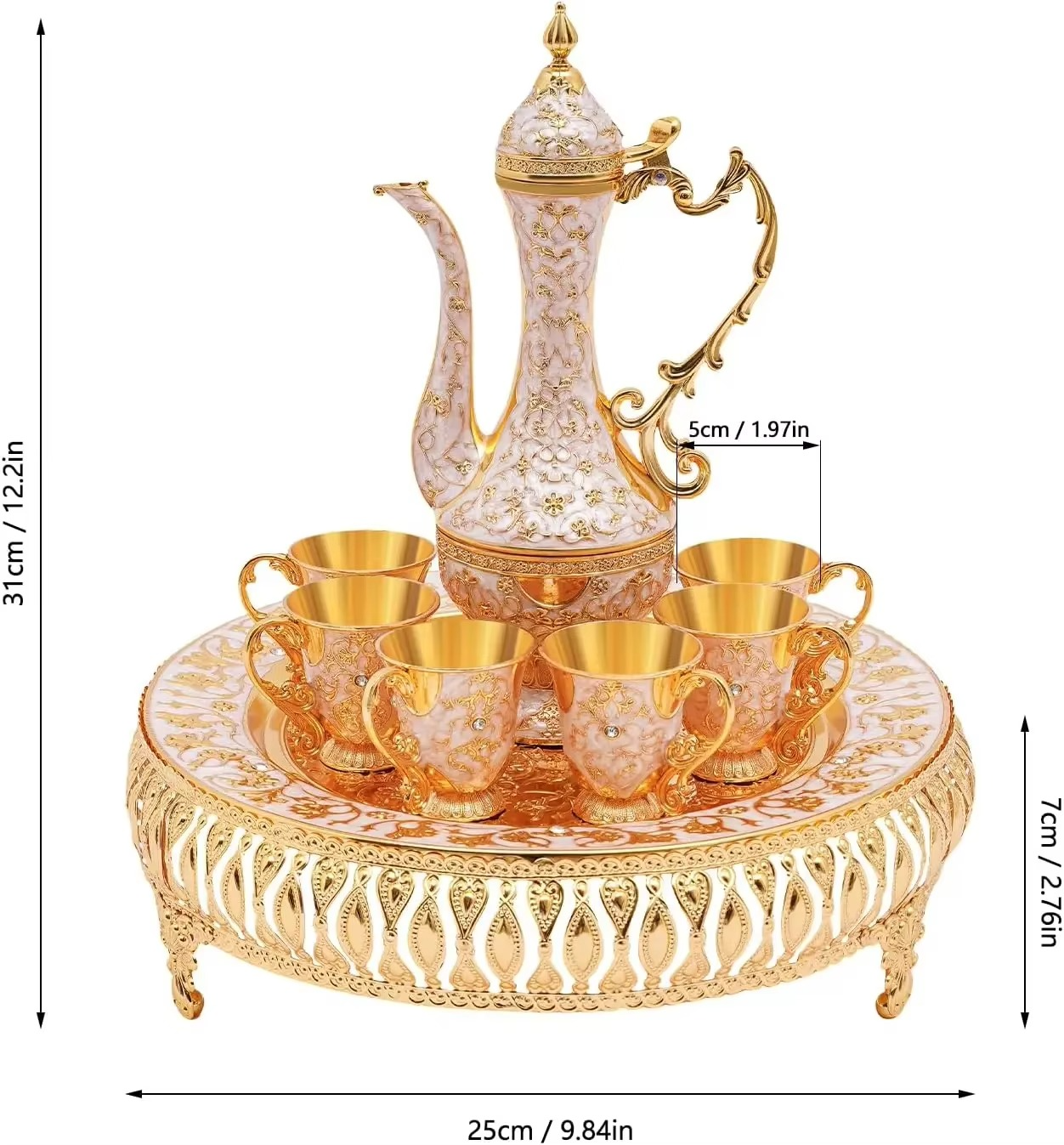 Service de Cafetière & Théière Turque Doré Vintage