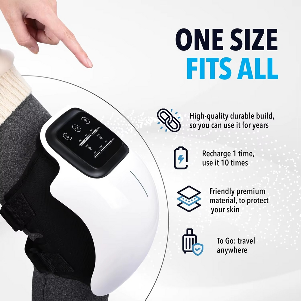 Masseur de Genou Sans Fil avec Écran LED, Chaleur Infrarouge et Vibrations