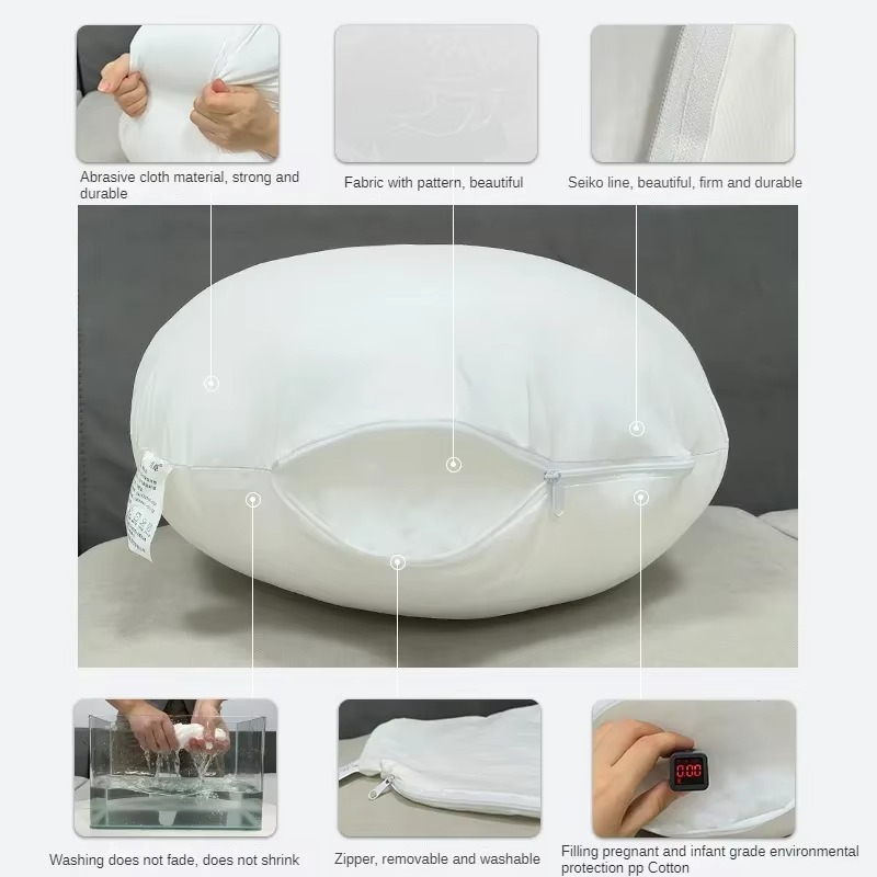 Coussin Rond en Coton PP – Noyau Solide pour Tête et Ta