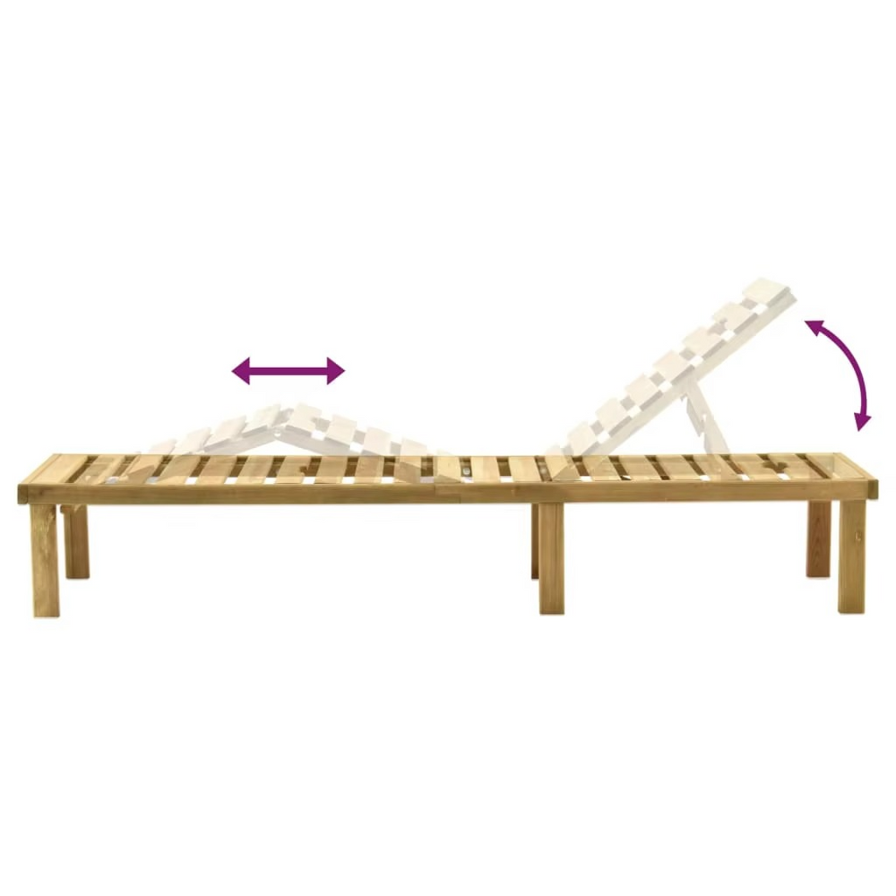 Chaise Longue de Jardin en Bois de Pin Imprégné avec Table