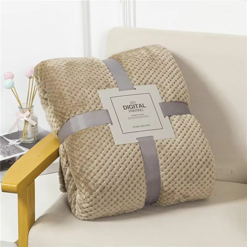 Plaid à carreaux en fausse fourrure – Couverture douce pour lit et canapé