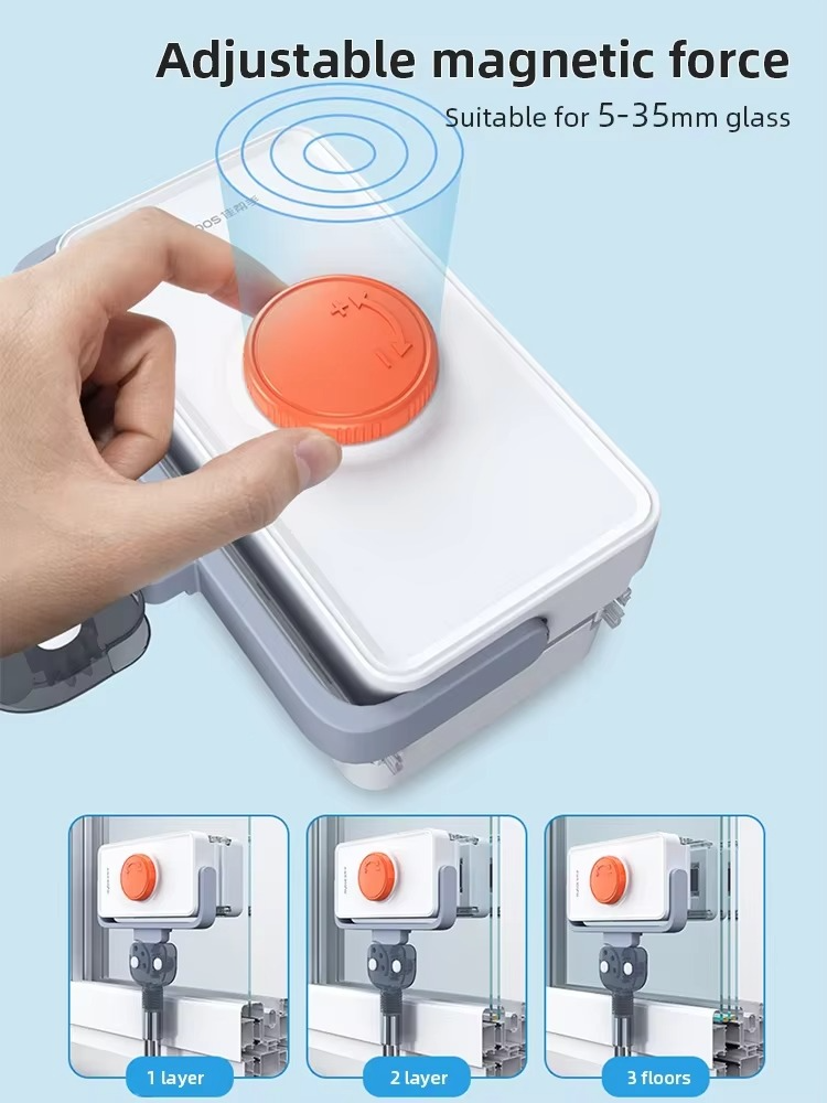 Brosse à Verre Magnétique Double Face avec Tige Télescopique