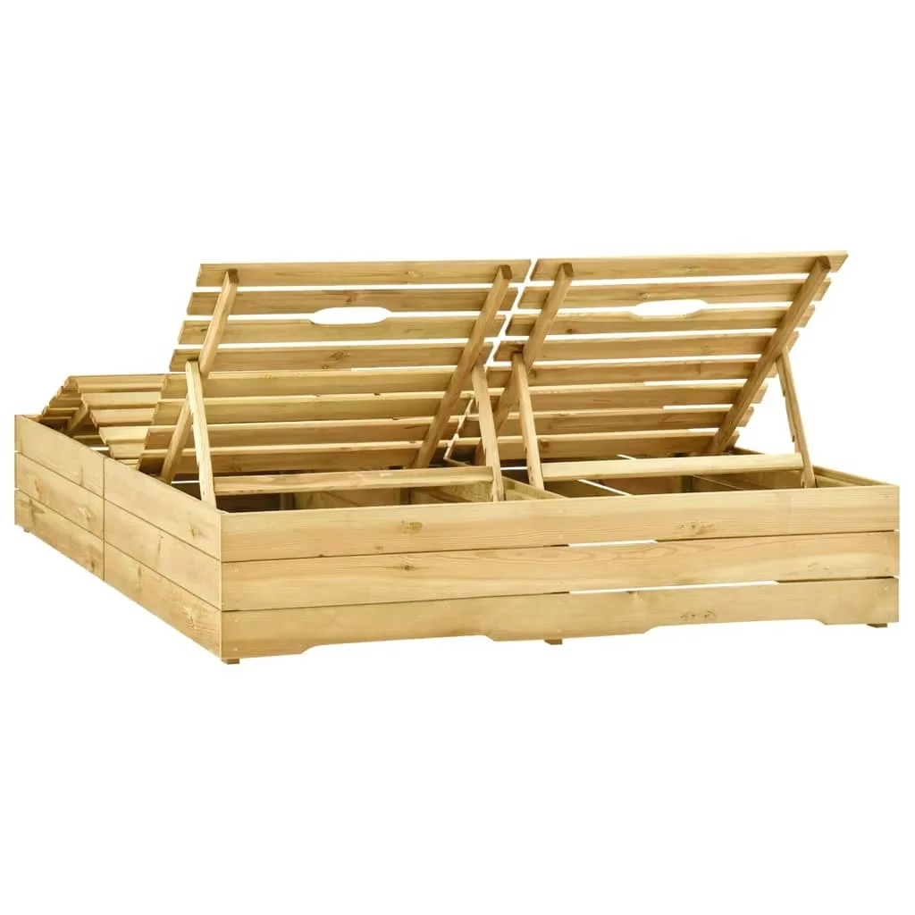 Chaise Longue Double en Bois Imprégné – Confort et Élégance en Extérieur
