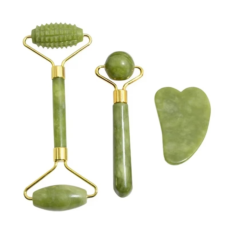 Rouleau de Jade Naturel & Gua Sha – Massage Visage et Corps