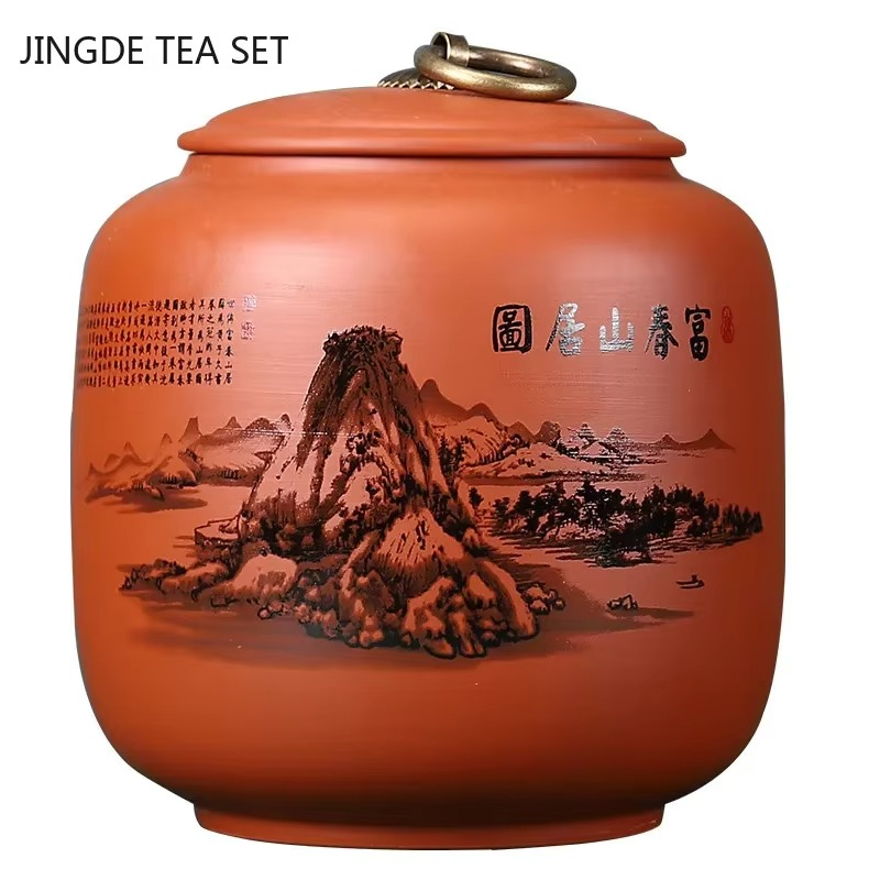 Caddie à Thé en Argile Violette Antique – L’Art de la Conservation