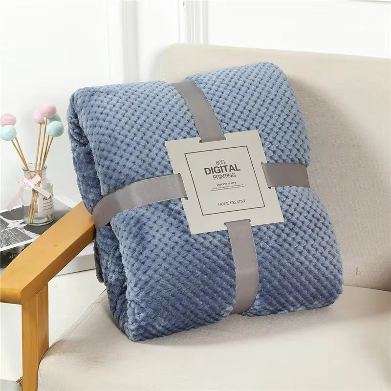 Plaid à carreaux en fausse fourrure – Couverture douce pour lit et canapé