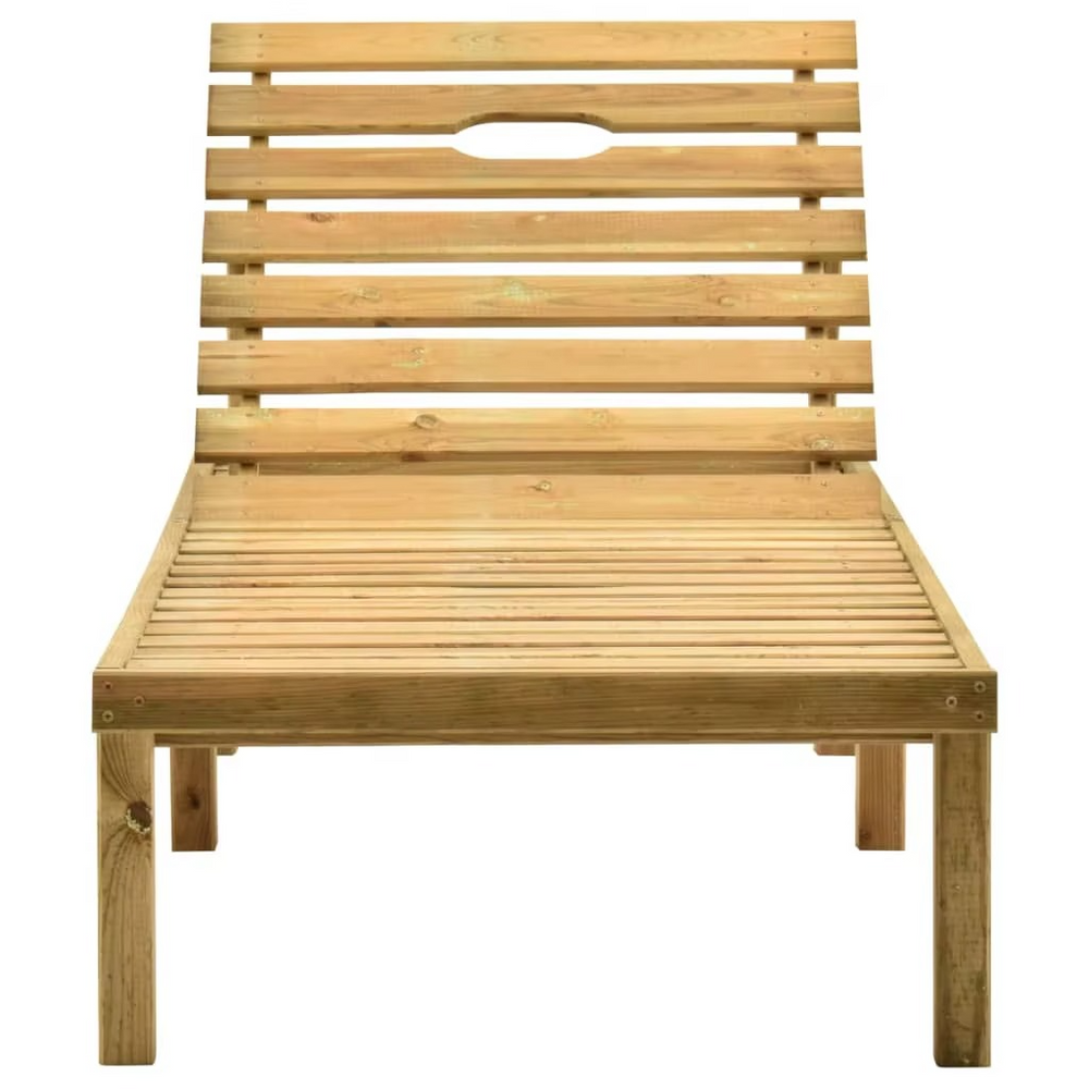 Chaise Longue de Jardin en Bois de Pin Imprégné avec Table