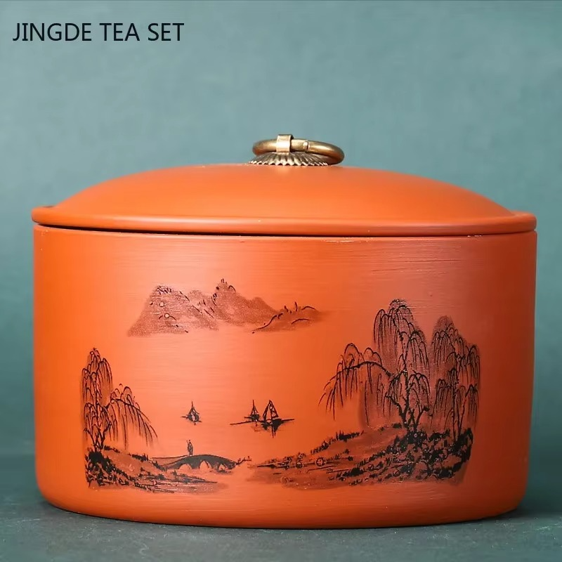 Caddie à Thé en Argile Violette Antique – L’Art de la Conservation