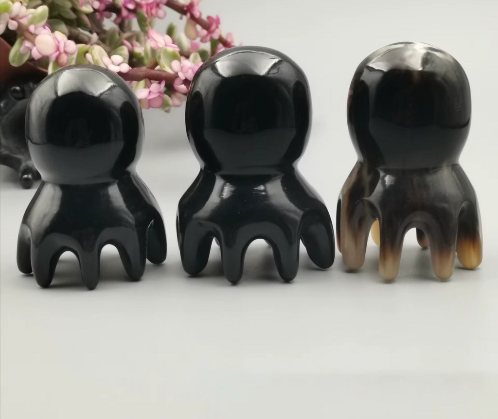 Brosse de Massage du Cuir Chevelu en Corne Naturelle