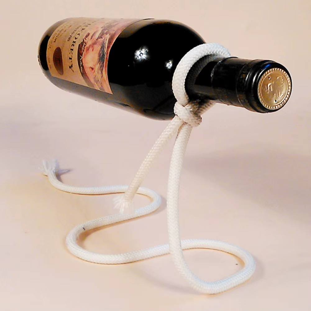 Lévitation Élégante — Porte-Bouteille Suspendu UL 3D en Fer & Corde