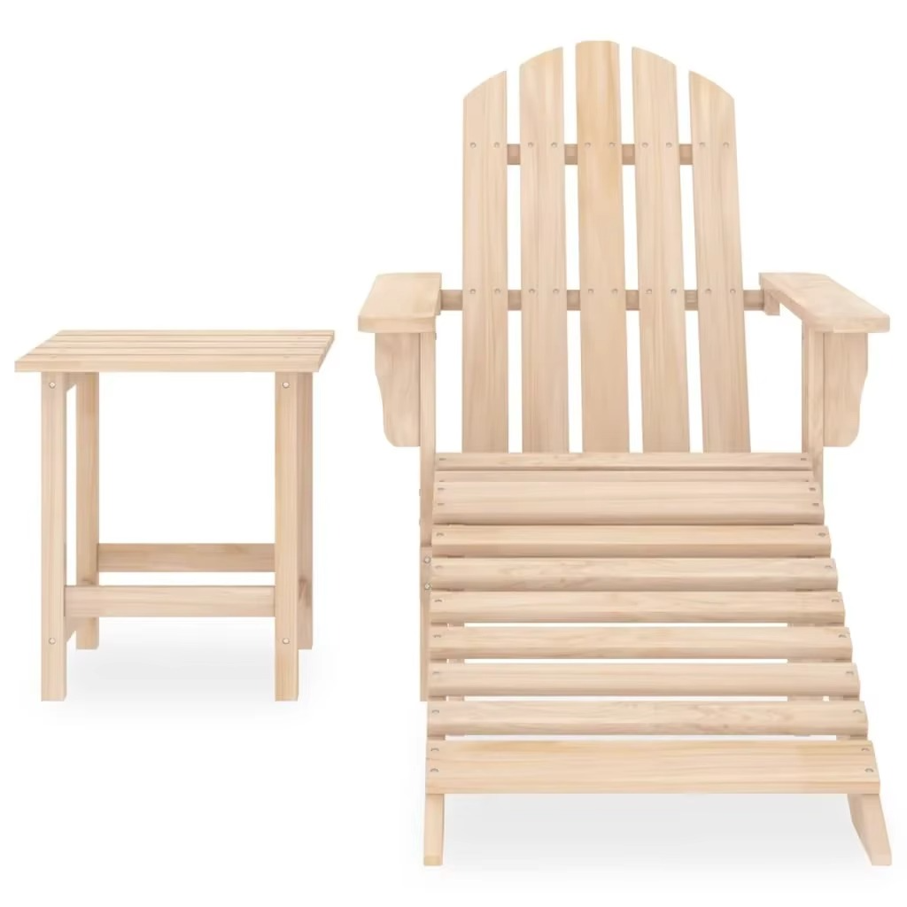 Chaise Adirondack avec Repose-Pieds et Table – Élégance et Confort Intemporel