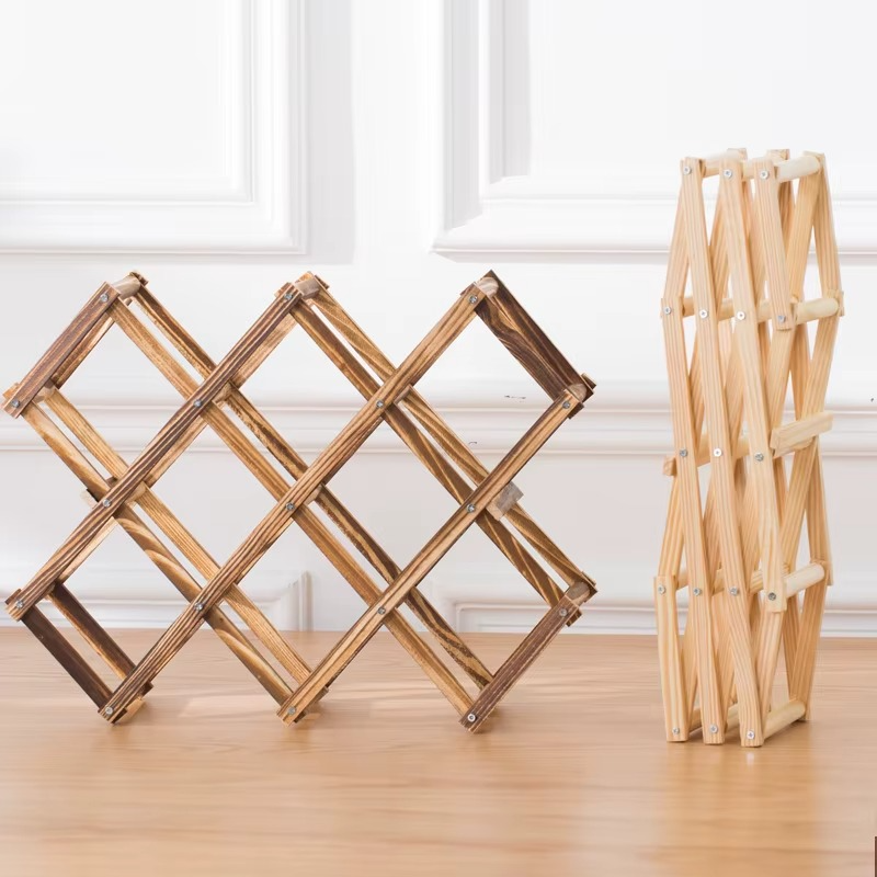 Casier à Vin en Bois de Pin – Étagère Empilable & Pliable pour Bouteilles