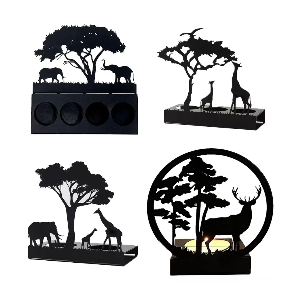 Bougeoir Animaux 3D en Métal – Silhouette en Fer