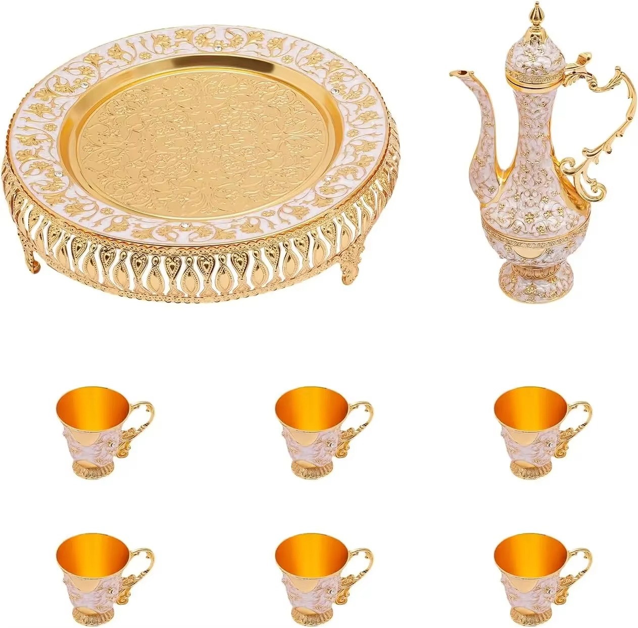 Service de Cafetière & Théière Turque Doré Vintage