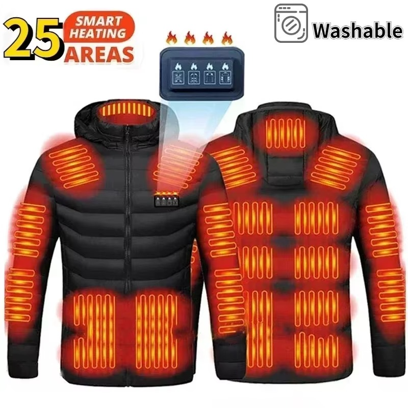 Veste Chauffante USB Électrique pour Hommes – Parka Hiver Imperméable avec Chauffage Intelligent