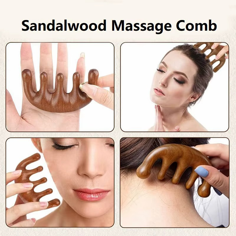 Peigne Masseur en Bois pour Cuir Chevelu – Relaxation et Soins Capillaires Naturels