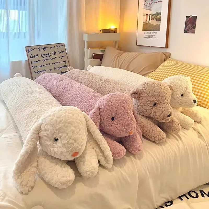 Grand Oreiller Corps Lapin ou Ours en Peluche – Compagnon Doux pour la Nuit