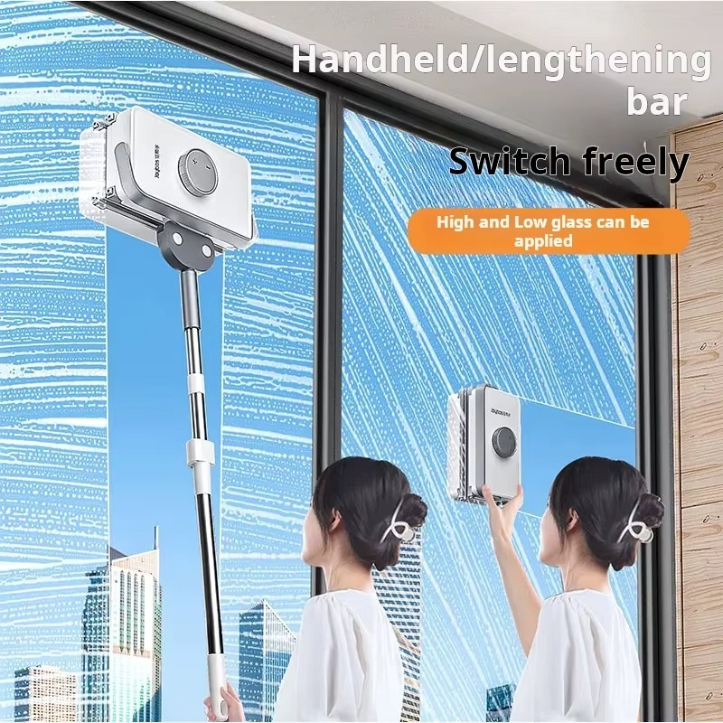 Brosse à Verre Magnétique Double Face avec Tige Télescopique