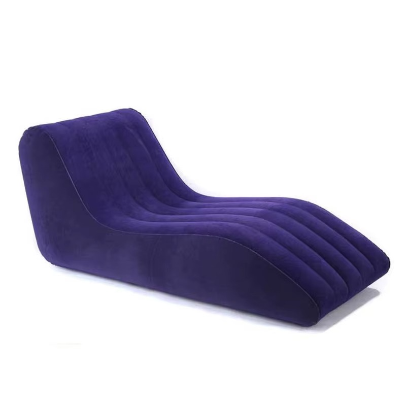 Canapé-lit gonflable en S – PVC floqué, bleu ou rouge