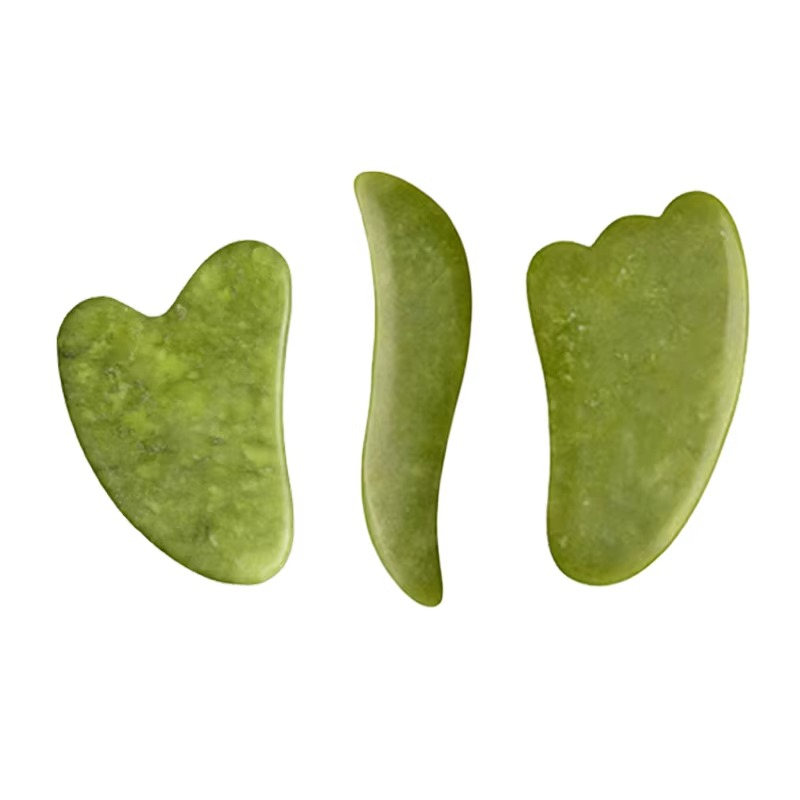 Ensemble de Planches Gua Sha en Jade Vert Naturel