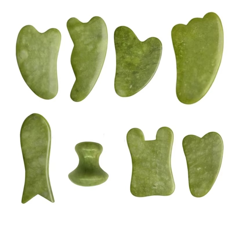 Ensemble de Planches Gua Sha en Jade Vert Naturel