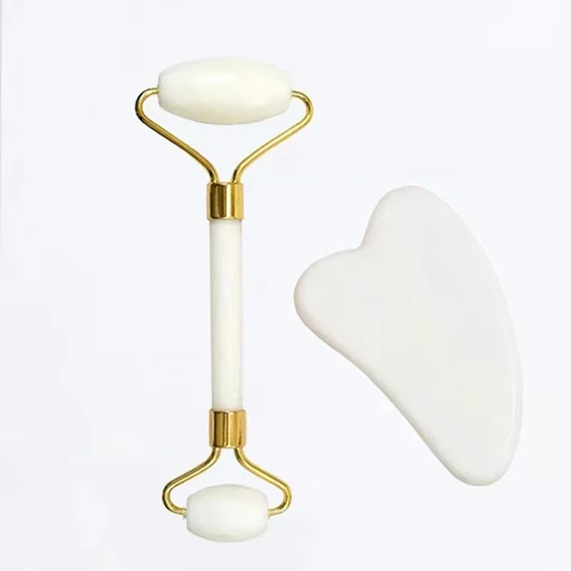 Rouleau de Jade Naturel & Gua Sha – Massage Visage et Corps