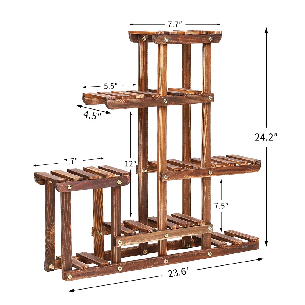 Étagère en Bois pour Plantes – Support d'Angle en Bois de Pin Massif