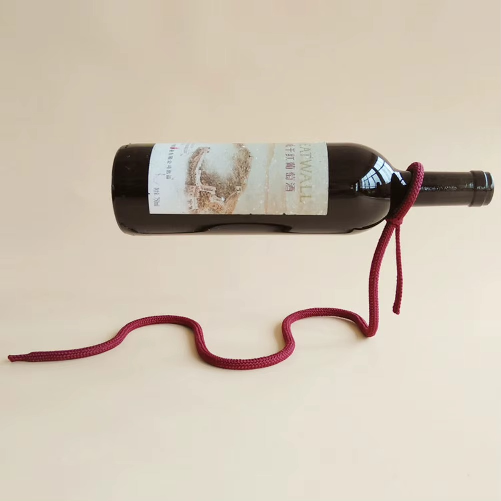 Lévitation Élégante — Porte-Bouteille Suspendu UL 3D en Fer & Corde