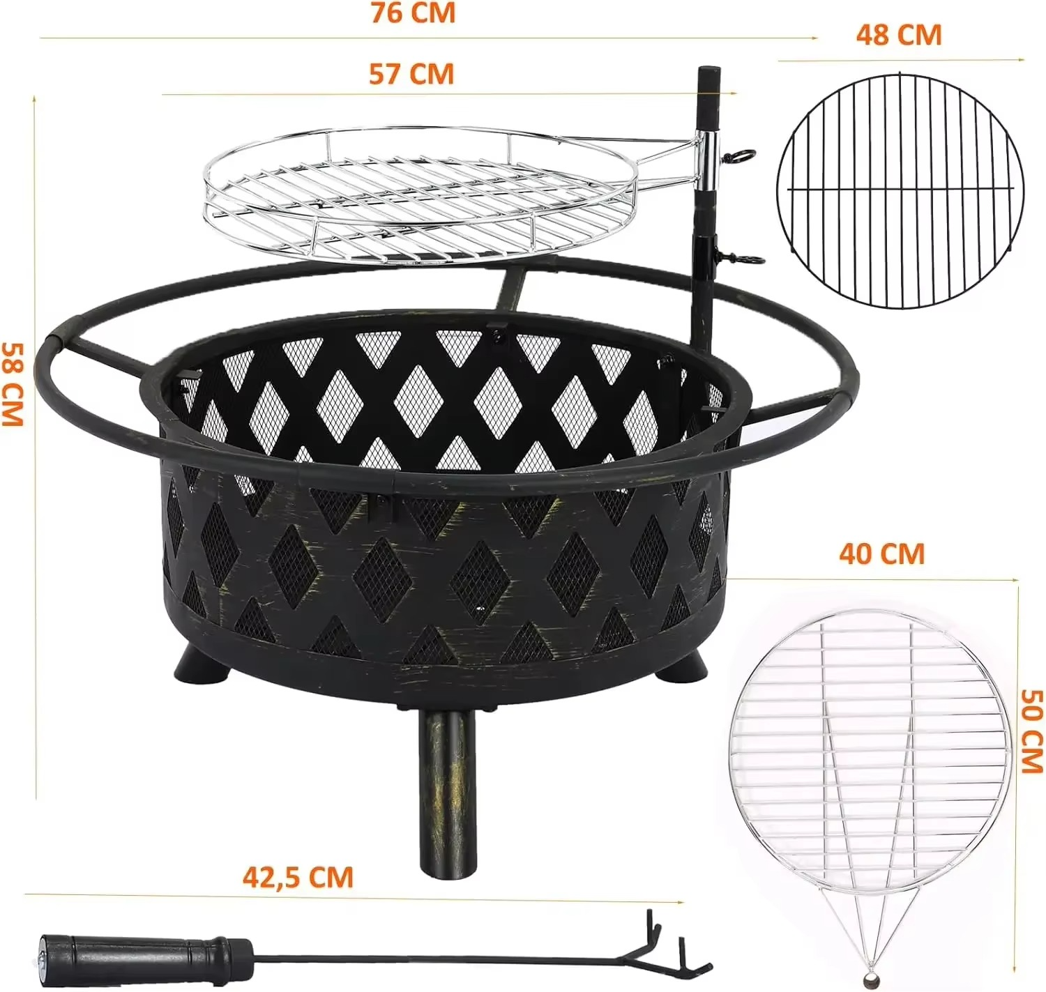 Foyer Multifonctionnel 3 en 1 avec Protection Contre les Étincelles