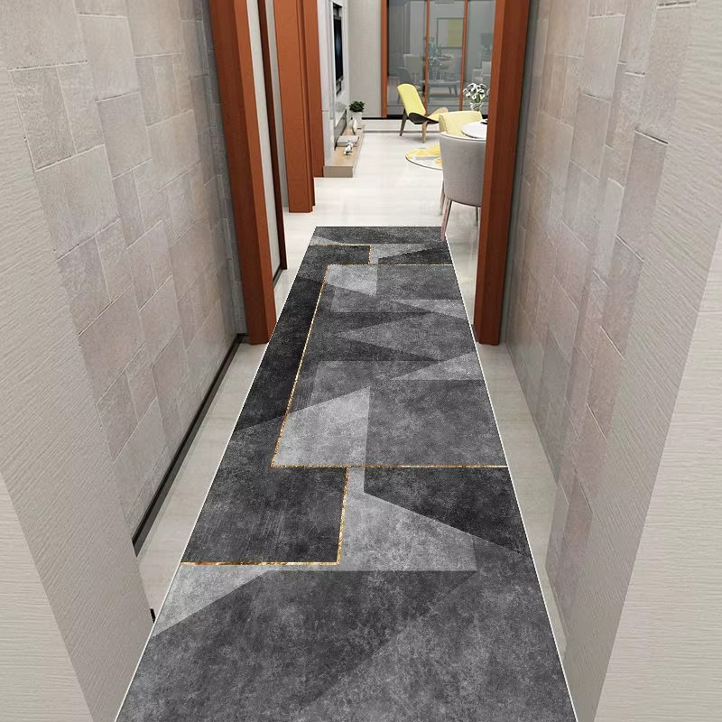 Tapis de Couloir Long Style Géométrique - Antidérapant et Facile à Nettoyer