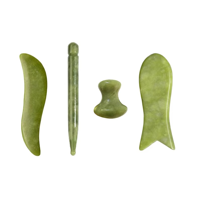 Ensemble de Planches Gua Sha en Jade Vert Naturel