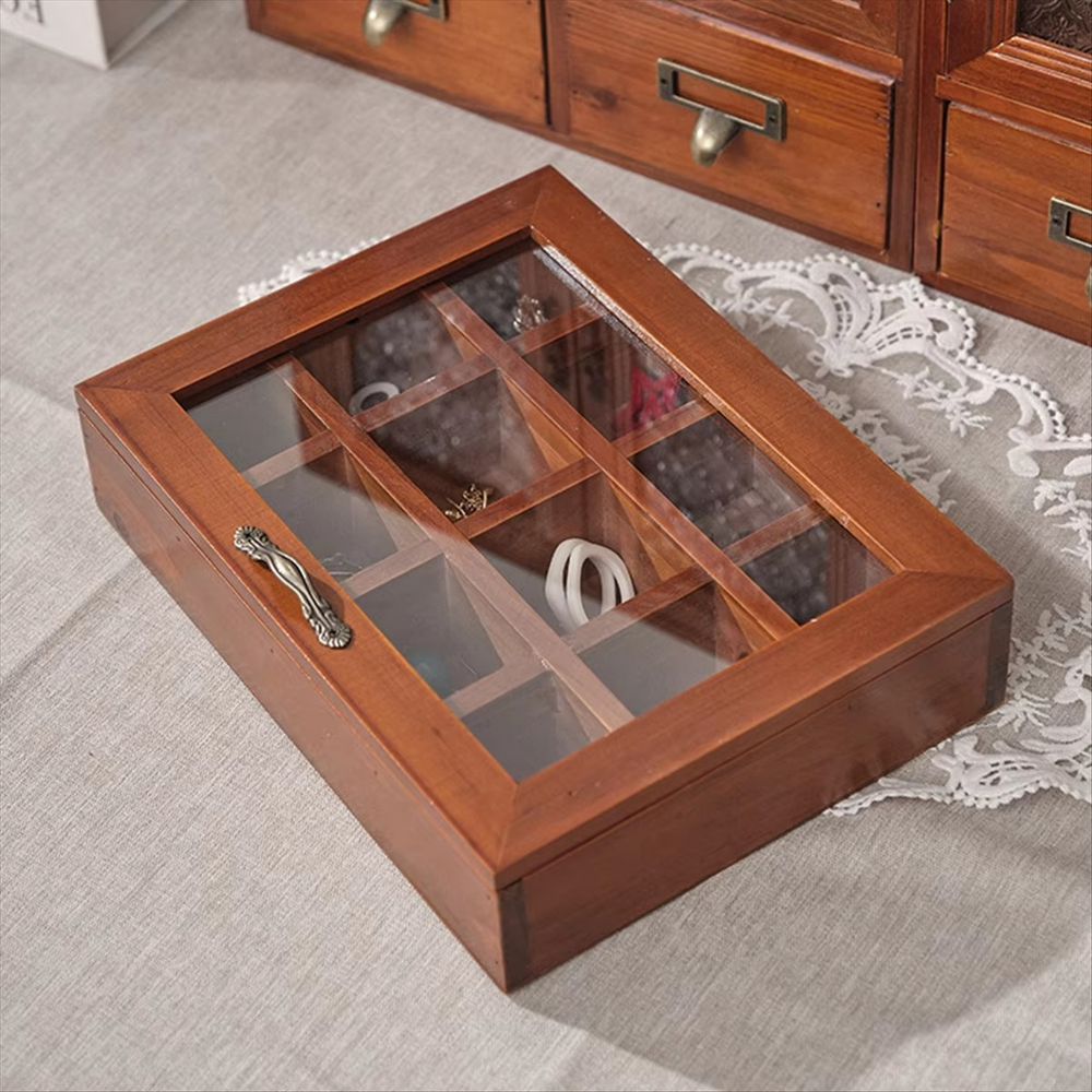 Boîte de Rangement en Bois avec 12 Compartiments