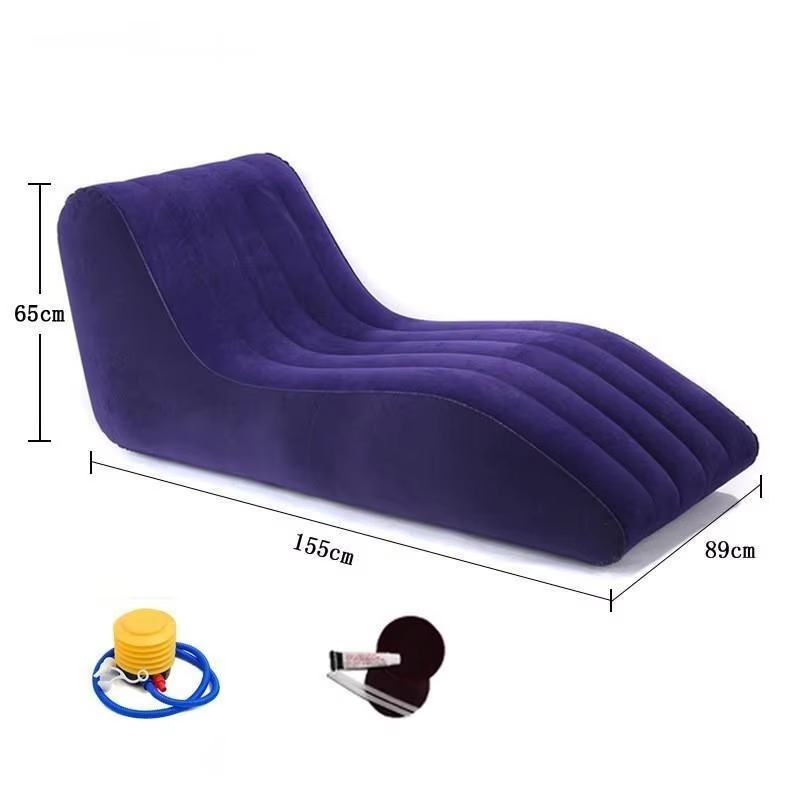 Canapé-lit gonflable en S – PVC floqué, bleu ou rouge