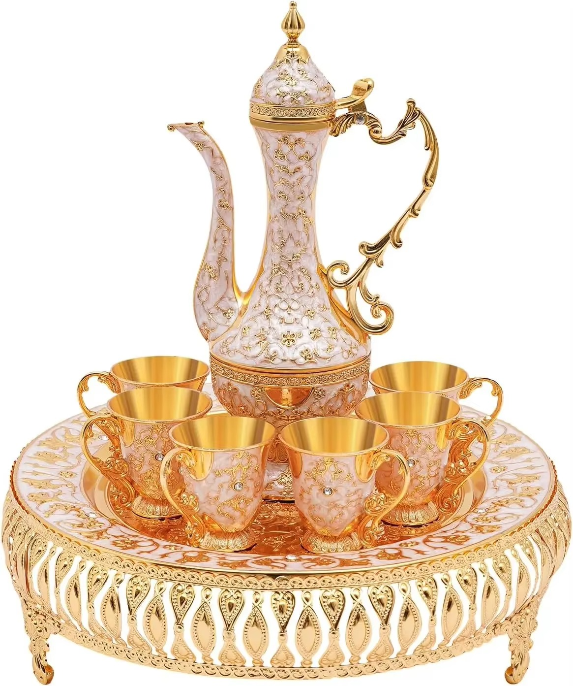 Service de Cafetière & Théière Turque Doré Vintage