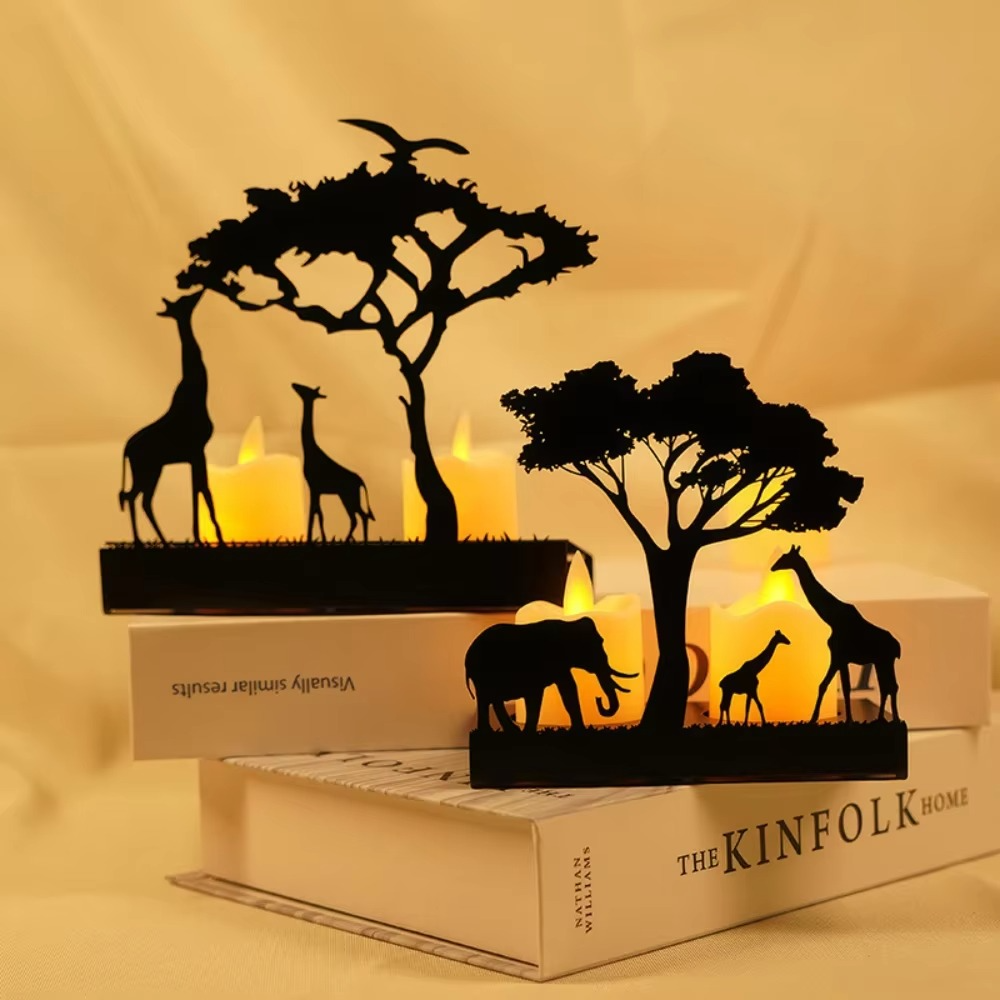 Bougeoir Animaux 3D en Métal – Silhouette en Fer