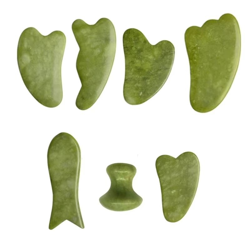 Ensemble de Planches Gua Sha en Jade Vert Naturel