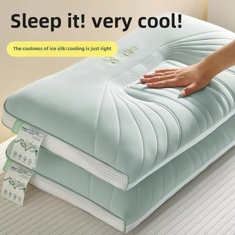 Oreiller Haut de Sommeil Doux en Soie Glacée – Soutien  & Confort du Cou