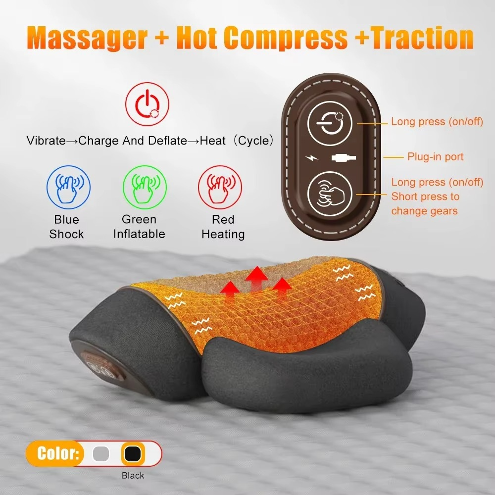 Coussin cervical électrique chauffant – Massage ou traction selon modèle