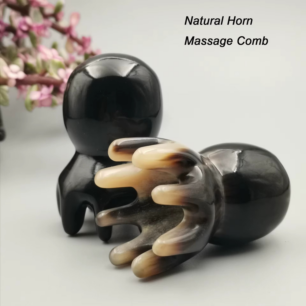 Brosse de Massage du Cuir Chevelu en Corne Naturelle