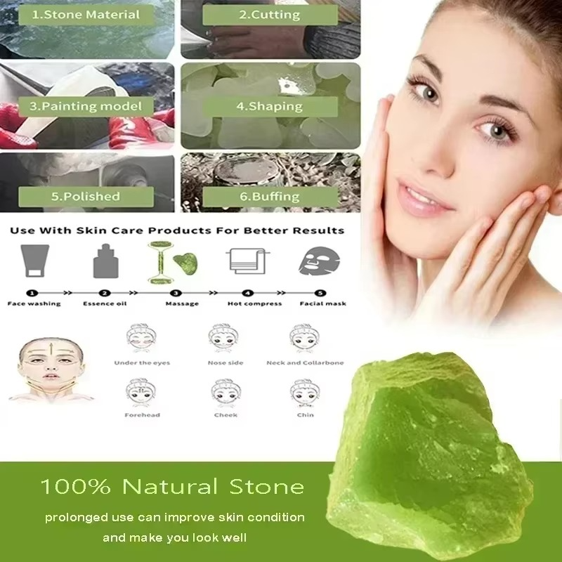 Rouleau de Jade Naturel & Gua Sha – Massage Visage et Corps