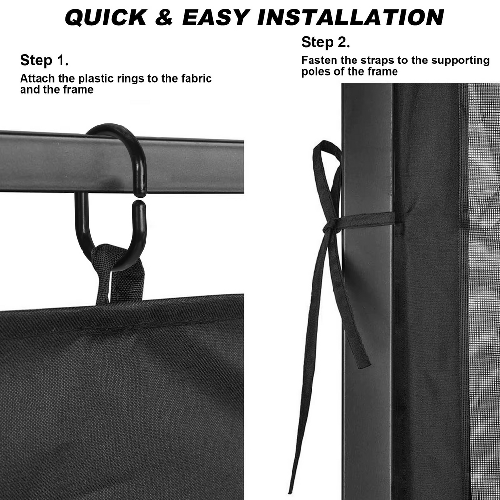 Moustiquaire Universelle pour Gazebo à Quatre Portes - Protection Anti-Insectes pour Pavillon de Jardin