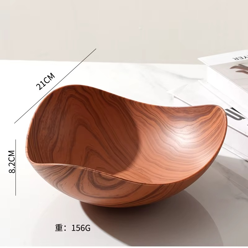 Assiette de Prestige en Plastique Imitation Bois – Élégance Naturelle