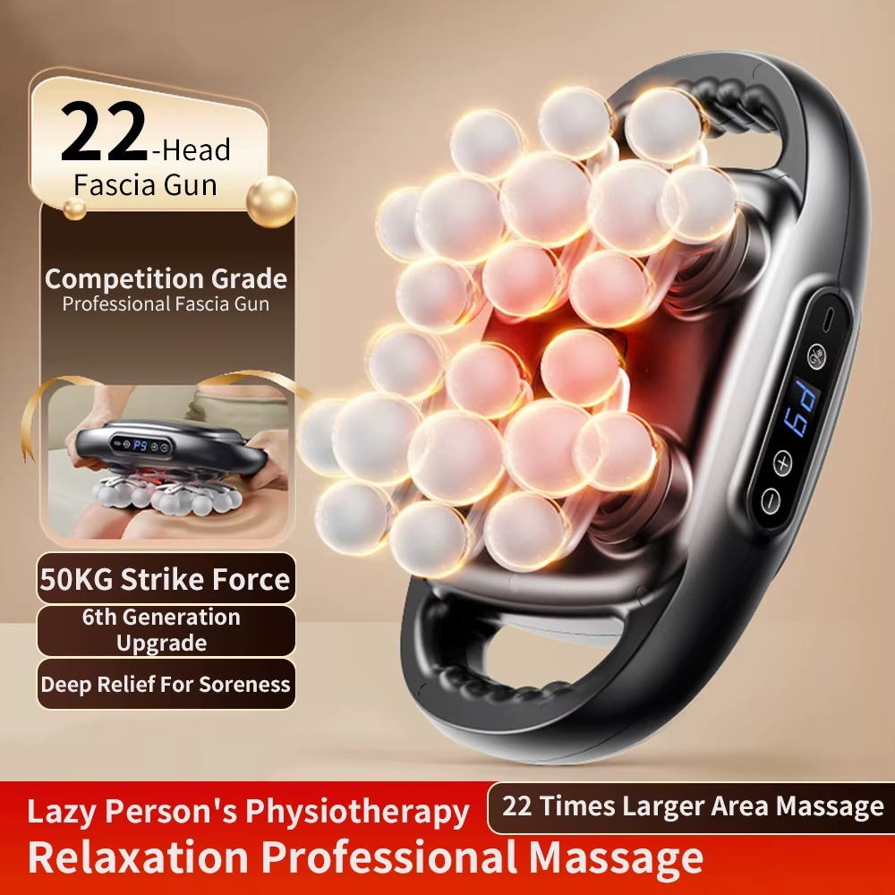 Pistolet de Massage Corporel MERALL à 22 Têtes – Thérapie Musculaire