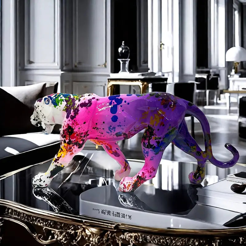 Sculpture Déco Léopard & Chèvre en Résine