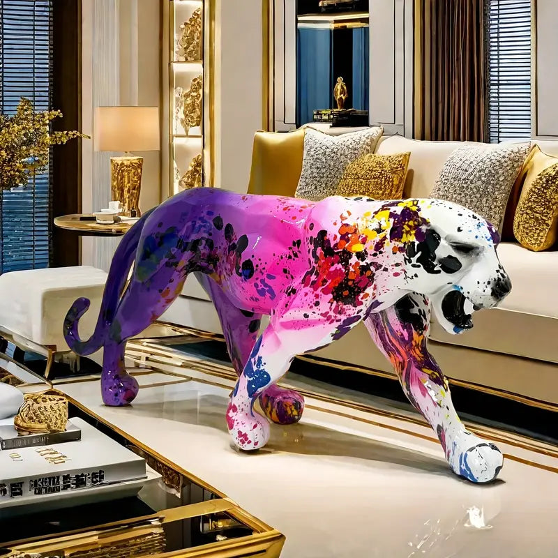 Sculpture Déco Léopard & Chèvre en Résine