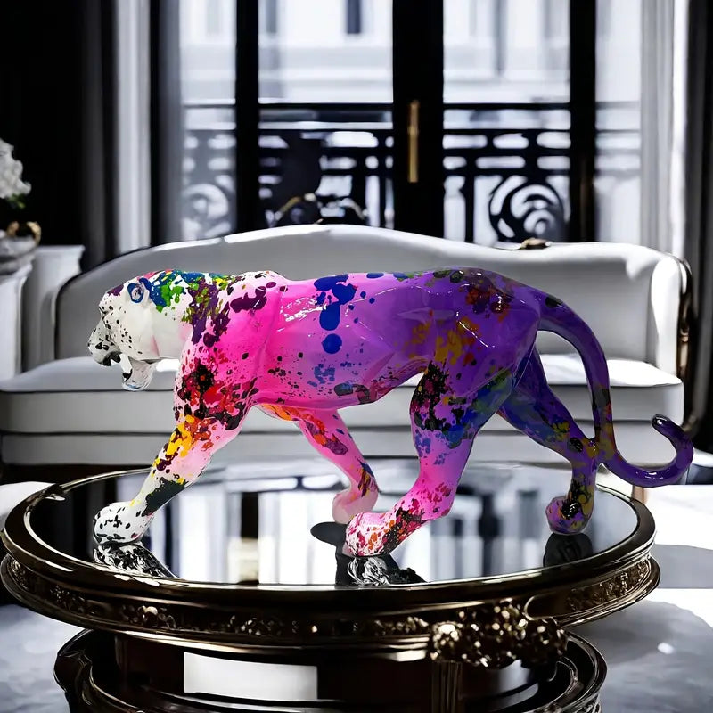 Sculpture Déco Léopard & Chèvre en Résine