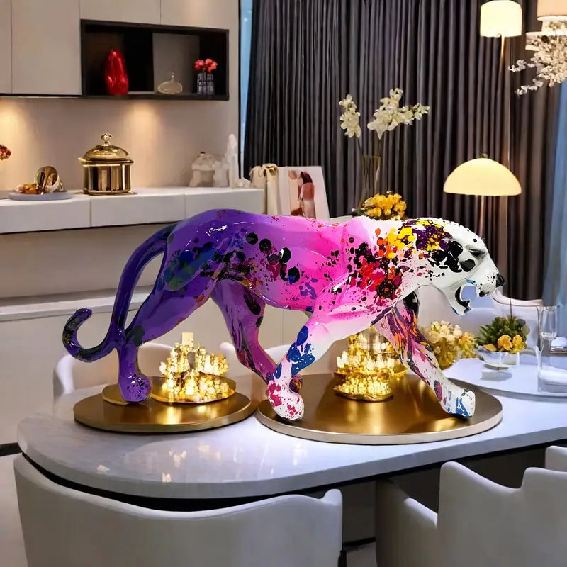 Sculpture Déco Léopard & Chèvre en Résine