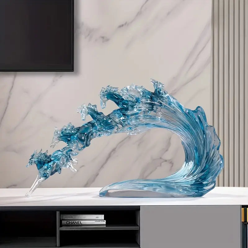 Sculpture d'Art Cheval en Résine Transparente – Décoration Élégante